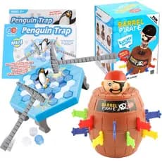 Kit Jogo Pinguim Numa Fria Quebra Gelo Barril Pirata Pula