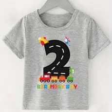 Camiseta Infantil Aniversário 2 Anos Desenho Trenzinho Avião