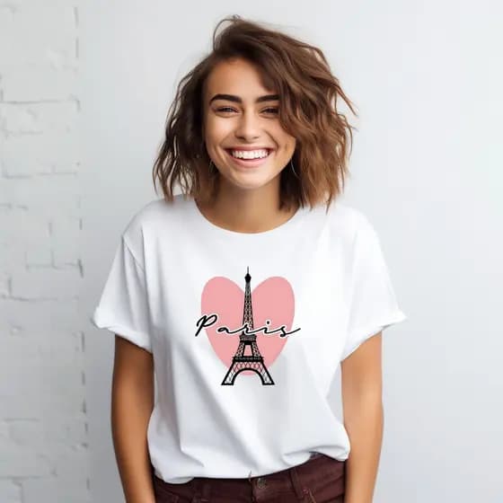 Camiseta Feminina Estampa I Love Paris Eu Amo Paris Delicada