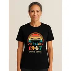 Camiseta Preta Casual  Fita Vintage Limited Editom Ano 1967