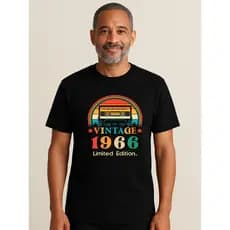 Camiseta Preta Casual Fita Vintage Edição Limitadac Ano 1966
