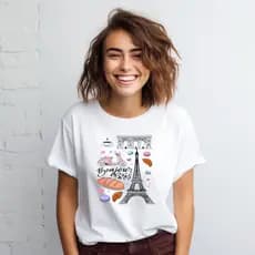 Camiseta Feminina Bonjour Paris Torre Fashion Delicada