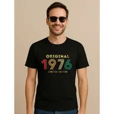 Camiseta Preta Casual Original Limited Editom Ano 1976