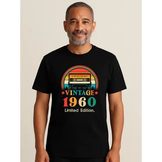 Camiseta Preta Casual  Fita Vintage Limited Editom Ano 1960