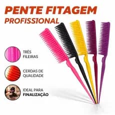 Pente de Fitagem 3 Fileiras Para Cabelos Cacheados, Ondulados e Crespos