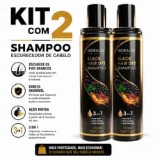 Kit 2 Shampoo Escurecedor Tintura de Cabelo Sem Química 3 em 1 Cor Instantânea 250ml Black Hair Dye