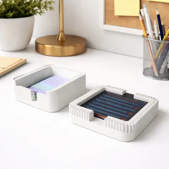 Porta Post-it Organizador com Gabaritos | Organizador de Mesa para Anotações e Estudos