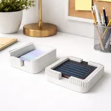 Porta Post-it Organizador com Gabaritos | Organizador de Mesa para Anotações e Estudos