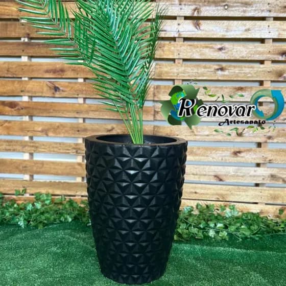 Vaso De Planta Polietileno Jardim Varanda Luxo Berlian Gold M
