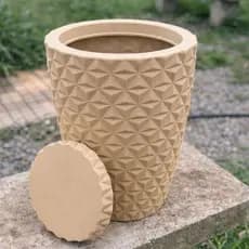 Vaso de Planta Coluna Diamante com Prato P