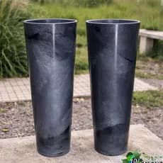 Kit 2 Vasos Para Plantas Cone Decorativo Luxo Coluna Ibiza Polietileno