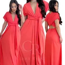 Vestido Longo Para Festa Casamento Civil Madrinha Batizado Peach Fuzz, Pessego Salmao