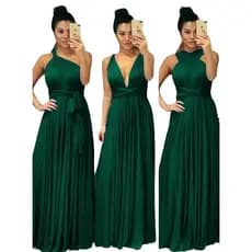 vestido Longo Várias Formas Infinity Multiformas Multiuso Festas Casamento Madrinhas Formatura Verde