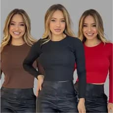 Cropped Manga Longa Canelado