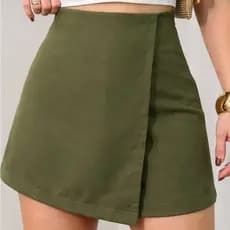Short Saia Alfaiataria Basico com Zíper Lateral Moda Blogueira Cintura Alta