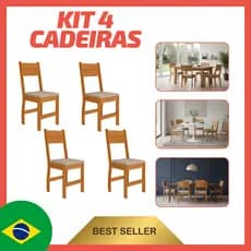 Kit 4 Cadeiras De Jantar Estofada Milano Pés Encosto MDP Reforçada Pintura UV Moviano