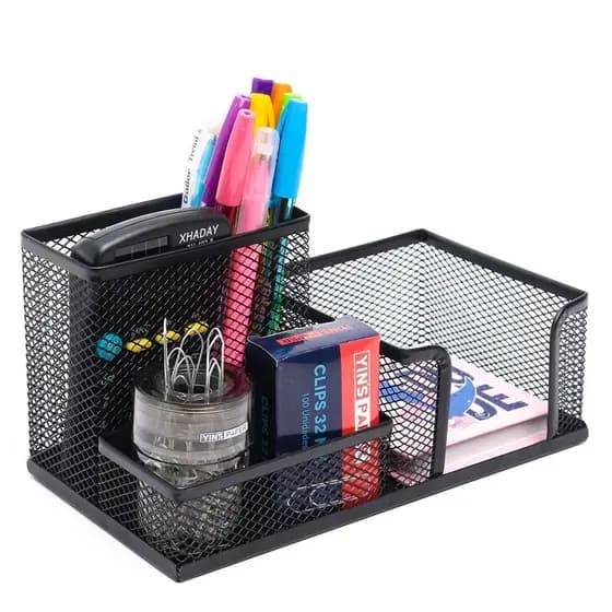 Organizador de Mesa Porta Caneta Multiuso Lápis Nicho de Escritório Com 3 Divisórias Escritório