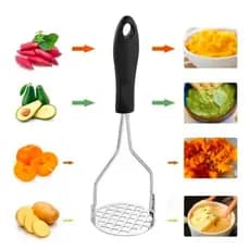 Kit 2 Amassadores de Batatas em Aço Inox com Cabo Ergonômico, 23,5 cm, Espremedor de Legumes