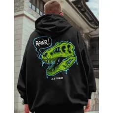 Moletom De Frio Blusa Dino Street Flanelado Unissex Masculino Feminino Com Capuz