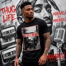 Camiseta Famosa Tupac Camisa Básica Vintage Camisa Estampada Algodão Streetwear Plus Size Premium