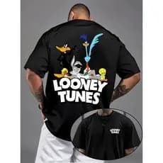 Camiseta Looney Tunes Estampada Frente e Verso Personalizado 100% Algodão