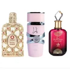 Kit 3 Perfumes Árabes Femininos 100ml  Fragrâncias Inspiradas em Oriente, Yara e Sabah, Aromas Doces SIMILAR