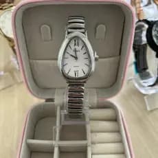 Relógio Feminino Estilo Cobra Oval Cinta Elástica Aço Inoxidável Dourado Rose Prateado Acessórios