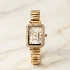 Relógio Feminino Á Prova D´agua Quadrado De Quartzo Pulseira Elástica Analógico Pulseira em Aço Bracelete de Mola