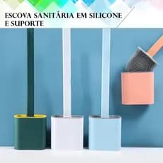 Escova Sanitária Silicone de Para Banheiro com Suporte Prático Limpeza e Higiene Eficiente Vaso Sanitário Design Elegante