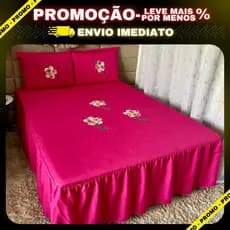 Colcha cama casal box bordada com babado