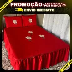 COLCHA BORDADA CAMA CASAL BOX COM BABADO 3 PEÇAS - PREÇO DE FÁBRICA