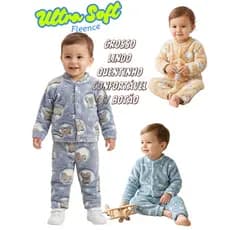 2 Peças (1 Conjunto) Ultra Soft Fleece com Botão Menino 1 AO 3