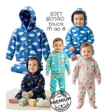 Conjunto 2 Peças Soft Menino M AO 8 QUENTINHO E CONFORTÁVEL - 1 / 2 / 3 BOTÃO E TOUCA E 4 / 6 / 8 FECHADO SEM TOUCA