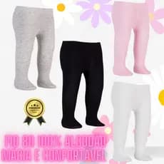Até 3 MEIAS CALÇA INFANTIL FIO 80 100% ALGODÃO LINDA GROSSA E CONFORTÁVEL 00 A 03 ANOS