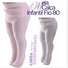 Até 2 Meias Calça Trabalhada ou Lisa Grossa Fio 80  Premium para o Frio Bebê 0 a 2 anos Primeira Linha