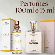 Kit Perfume Alta Fixação  Feminino e Masculino  Fragrância  Marcante 15ml e 100ml