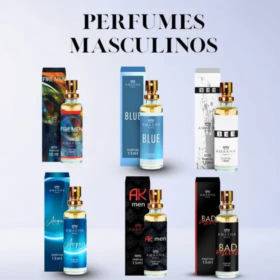 Perfume Masculino Amakha 15ml Alta Fixação Fragrância Intensa Spray