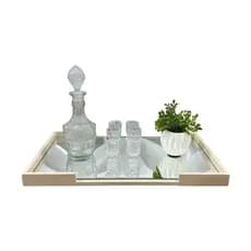 bandeja decorativa espelhada grande em madeira 60x35 luxo para decoração perfumes e servir