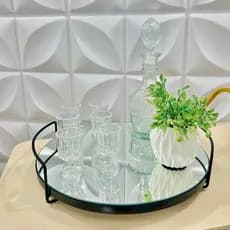 Bandeja Decorativa Redonda Espelhada Maravilhosa