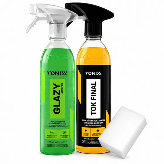 Kit Glazy Anti Fog Limpa Vidros Cera Spray Tok Final Vonixx
