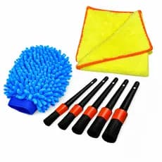 Kit Limpeza Auto Moto Pincéis Luva E Flanela Microfibra