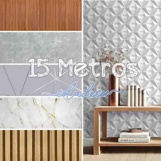 Papel de Parede Lavável Adesivo Mármore Madeira 3D 15 METROS X 45CM Quarto Autocolante Sala