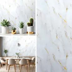 Papel De Parede Mármore Ouro Vinilico Lavável Sala Quarto Escritório Por Metro Rolo 3d