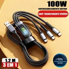 Cabo De Carregamento 3 Em 1 De Liga De Zinco 100W 6A Carregador Super Rápido USB Proteção Para Micro Tipo C-A1