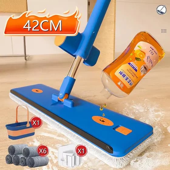 KIT 9 Conjunto De Esfregão E Balde Dobrável De Microfibra Com Raspador De Desaguamento -S10
