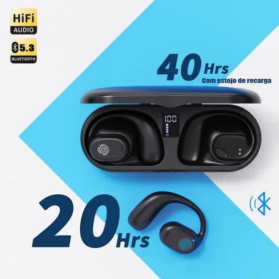 Fones De Ouvido Clipe De Orelha Bluetooth LED Display Inteligente On-Ear 5.3 uriculares TWS -B8
