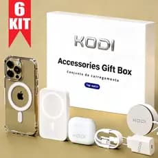 Kit iPhone 6 em 1 Carregador por indução Cabo de Dados de Carga Fone De Ouvido Bluetooth Sem Fio power bank MagSafe P2