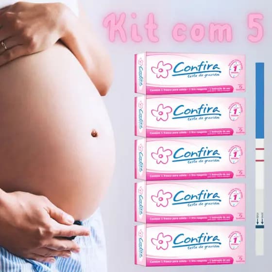 Kit 5 Teste De Gravidez Confira + Copo De Coleta - Resultado 1 Minuto