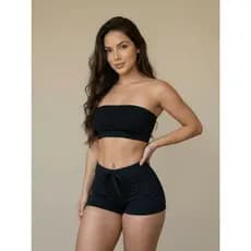 Shortinho Hot Pants Biquíni/Academia Ajustável Praia Feminino Elástico Forrado Não É Transparente