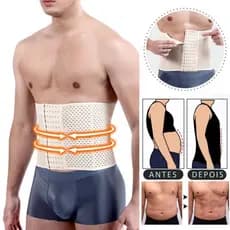Cinta Redutora e Modeladora Compressora Abdominal Masculina Homem Elastique 6 Fechos Afina Cintura